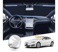 T TGBROS Parasole per parabrezza per 2012-2021 Tesla Model S, parasole pieghevole, aggiornamento riflettente in poliestere, blocco di calore e sole