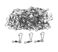 T TOOYFUL 50 Pezzi Girella da Pesca Rotante con Moschettone Agganciato per Ganci Esche Zavorra 4 Dimensioni, Argento, Lunghezza 3,6 cm