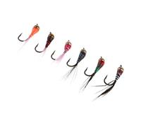T TOOYFUL 6 Pezzi di Trota Bagnata Mosche in Ottone Testa Tallone Fagiano con Code di Pesca A Mosca