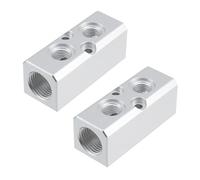 T Tulead Collettore d'aria 2 vie 4 porte in alluminio compressore d'aria blocco di distribuzione dell'aria compressore pneumatico Mainfold G1/2 porta di alimentazione, porta di uscita G1/4, 2PCS