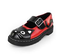 T.U.K. Anarchic Mary Jane Kitty - Scarpe da Donna - Colore Rosso Nero - Taglia EU38