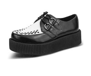 T.U.K Leather Viva High Creeper - Scarpe da Uomo e Donna - Colore Pelle Bianco e Nero - Taglia EU40