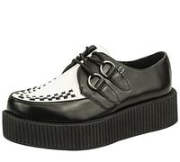T.U.K Leather Viva High Creeper - Scarpe da Uomo e Donna - Colore Pelle Bianco e Nero - Taglia EU44
