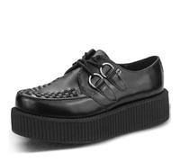 T.U.K Leather Viva High Creeper - Scarpe da Uomo e Donna - Colore Pelle Nero - Taglia EU43