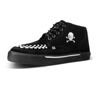 T.U.K. Mid Top Creeper Sneaker - Scarpe da Uomo e da Donna - Colore Camoscio Bianco e Nero - Stile Punk, Goth e Rocker in Pelle e Scarpe Stringate - Taglia EU45