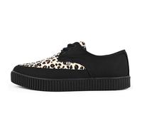 T.U.K. Pointed Creeper Sneakers - Scarpe da Uomo e da Donna - Colore Black Canvas And Leopard Print - Stile Punk Goth e Rocker in Tela Stampata e Pelle Scamosciato - Taglia EU43