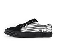 T.U.K. Ribbed Sole Sneaker - Scarpe alla Moda per Uomini e Donne - Stile Skate, Punk, Rock e Gotico in Pelle, Pelle Scamosciata e Tela - Colore Bianco Nero Tela - Taglia 42