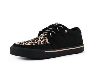 T.U.K. Vegan Creeper Sneaker - Scarpe da Ginnastica da Uomo e da Donna - Colore Nero e Stampa Leopardo - Stile Punk, Goth e Rocker in Pelle e Scarpe Stringate - Taglia EU42