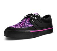 T.U.K. Vegan Creeper Sneaker - Scarpe da Ginnastica da Uomo e da Donna - Colore Tela Nera e Stampa Leopardo Rosa - Stile Punk, Goth e Rocker in Pelle e Scarpe Stringate - Taglia EU37