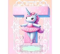 *T* UNICORN BALLERINA LETTER MONOGRAM COMPOSITION NOTEBOOK Diary Journal Cute Fun Whimsical Pink Ballet Dancer Figurine Doll Art: ֍Wide ... Dance Homeschool Kindergarten Grade School