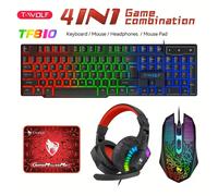 T-WOLF TF810 Set 4 in 1 Gaming con Tastiera Retroilluminata, Mouse, Cuffie Cablate e Tappetino *SPEDIZIONE IMMEDIATA*