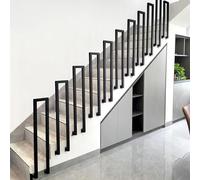 T-ZBDZ Ringhiera per Scale Interne a u, Corrimano per Scale Interne, Ringhiera a forma di u in Ferro, Parapetto Scala Esterni, per Corridoio Ingresso Terrazza, Nero (Montaggio Laterale, 35cm)