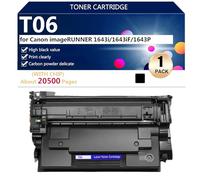 T06 Cartucce Toner per Canon imageRUNNER 1643i 1643iF 1643P Stampanti, per Scuole, Ospedali e Banche, 20500 Pagine,Black-1 pack
