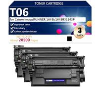 T06 Cartucce Toner per Canon imageRUNNER 1643i 1643iF 1643P Stampanti, per Scuole, Ospedali e Banche, 20500 Pagine,Black-3 pack