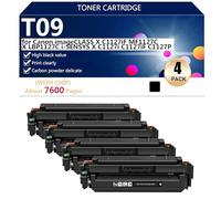 T09 (T09BK C M Y) Cartuccia Toner Compatibile per Canon imageCLASS X C1127iF MF1127C X LBP1127C i-SENSYS X C1127i C1127iF C1127P Stampante, ad Altissima Capacità,Black-4 pack