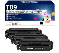T09 (T09BK C M Y) Cartuccia Toner Compatibile per Canon imageCLASS X C1127iF MF1127C X LBP1127C i-SENSYS X C1127i C1127iF C1127P Stampante, ad Altissima Capacità,Black-3 pack