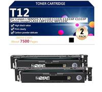 T12 Compatibile Cartuccia Toner di Ricambio T12BK T12C T12Y T12M per Canon i-SENSYS XC1333i C1333iF C1333P Stampanti, 7500 Pagine,2*Black