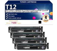 T12 Compatibile Cartuccia Toner di Ricambio T12BK T12C T12Y T12M per Canon i-SENSYS XC1333i C1333iF C1333P Stampanti, 7500 Pagine,4*Black