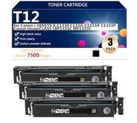 T12 T12BK T12C T12Y T12M Cartucce Toner ad alta Capacità Compatibili per Canon i-SENSYS XC1333i C1333iF C1333P Stampanti, 7500 Pagine,3*Black