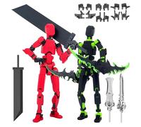 T13 Action Figure, già montato, 2 pezzi di action figure robot, T13 Action Figures stampa 3D di personaggi mobili con giunti multipli (con 4 armi + 6 tipi di mano)