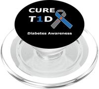 T1D Cure Type 1 Diabetes Awareness Blue Ribbon Diabetic PopSockets PopGrip per MagSafe