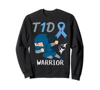 T1D Warrior Ninja Fighter Tipo 1 Diabete Nastro Blu Bambini Felpa