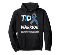 T1D Warrior Type 1 Diabetes Awareness Blue Ribbon Felpa con Cappuccio