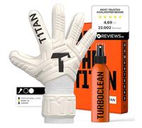 T1TAN Classic White-Out + Turbogrip - Guanti da portiere con detergente per guanti - Guanti da calcio per portieri - Taglia 6