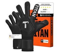 T1TAN Legend White-Out Guanti da portiere per allenamenti e partite, bambini e adulti, guanti professionali, schiuma adesiva Gecko Grip da 4 mm