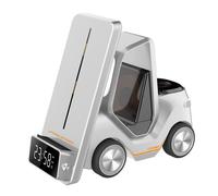 T20 Caricabatterie wireless per sveglia da tavolo 5 in 1 a forma di auto con luc