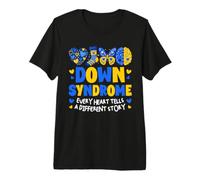 T21 Sindrome di Down Consapevolezza Trisomia Supporto Blu Giallo Maglietta Premium