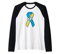 T21 Trisomia 21 Down Sindrome Consapevolezza Cuore Meme Maglia con Maniche Raglan