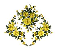 T2612 - Toppa 3D a forma di fiore in pizzo, per ricami, applique, cuciture decorative yellow