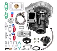 T3 T04E V-band Turbocharger & Oil Return Supply Line Set & Blow Off Valve Kit