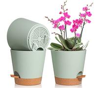 T4U 20cm Vasi per Piante Autoirriganti Set di 3, Vasi da Esterno Plastica Rotonda, Decorativi Interno Moderni con Sottovasi per Casa e Ufficio, Verde