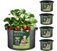 T4U Set di 5 Sacchi per Piante, 37L Vasi in Tessuto Non Tessuto Piantando Borse, Resistente, Riutilizzabile e Traspirante, Planter da Giardino Interno o Esterno per Patate Pomodori, Fiori