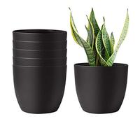 T4U Set di 6 vasi per piante in plastica autoirriganti, 18 cm, vasi da fiori per interni ed esterni, fioriere in plastica nera per piante, fiori, erbe e aloe
