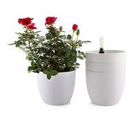 T4U Vaso con Sistema di Auto-irrigazione Bianco Plastica 15 CM Set di 4, Set Completo Piante Vaso Fioriera Giardino Da Interno Ed Esterno per Fiori, Erbe, Violette Africane, Succulente