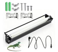 T5 UVB - Kit combinato di luci per rettili, 8 W, 10,0 UVB, lampada per rettili da 31,5 cm, per terrario con cappuccio per foresta pluviale tropicale e rettili del deserto, drago barbuto, geco