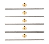 T8 Lead Screw 8mm Diameter 2mm Pitch | 200mm Stainless Steel Threaded Rod with Brass Nut | Low Friction Linear Motion for 3D Printers/CNC Machines/Robotics | 5 - Pack Set