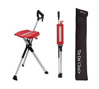 Ta-Da Chair Series 2 - Bastone da Trekking con Seduta, Sgabello Esterno Pieghevole e Robusto (Max 136kg), Telaio in Alluminio, Ideale per Escursionismo e Attività Outdoor - Rosso, 82cm