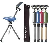 Ta-Da Chair Series 2 PRO - Bastone da Trekking con Seduta, Sgabello Esterno Pieghevole e Robusto (Max 136kg), Telaio in Alluminio, Ideale per Escursioni - Blu, Altezza Regolabile
