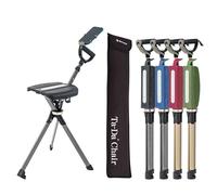Ta-Da Chair Series 2 PRO - Bastone da Trekking con Seduta, Sgabello Esterno Pieghevole e Robusto (Max 136kg), Telaio in Alluminio, Ideale per Escursioni - Nero, Altezza Regolabile