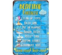 Ta delle ricompense per la routine quotidiana della buonanotte per bambini e autismo, cartello in metallo vintage, calendario di apprendimento, strumento didattico visivo, poster in alluminio, de