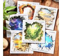 Ta Merry Adesivi Scrapbooking Stickers 60 Pezzi Magic Stickers Scrapbooking Accessori, adesivi autoadesivi trasparenti journaling adesivi per scrapbooking(Muri rotti fantasia