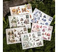 Ta Merry Rub Ons Trasferimento Adesivi Foresta e Animali Scrapbooking Adesivi 12 fogli Estetica Adesivi Accessori Decorazione Creativa per Scrapbooking, Album Adesivi, Adesivi Journaling (foresta)