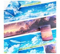 Ta Merry Set di Adesivi per Album, 3 Bobine di Nastro Washi per Scrapbooking Accessori per Temi PET Cielo Estetico Adesivi per la Decorazione per Bullet Journal/Diario/Quaderno (Cielo 1)