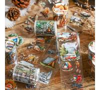 Ta Merry Washi PET Tape Adesivi 6 Rotoli, Foresta e Viaggi Scrapbooking Adesivi Set Accessori Adesivi Trasparenti per Decorazioni Scrapbooking, Adesivi Diario, Adesivi Album(Forest Adventure）