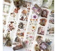 Ta Merry Washi Tape Scrapbooking Set 6 Rotoli PET Scrapbook Stickers Nastro Adesivo Tape Decorativo per Fai Da Te Scrapbooking, Diario Proiettile, Artigianato, Journaling，Creazione di Biglietti