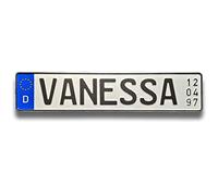 TA TradeArea Targhetta identificativa | Targhetta del nome con data di nascita personalizzabile con numeri in rilievo, sia per compleanno che per battesimo (Targhetta identificativa UE Carbon)